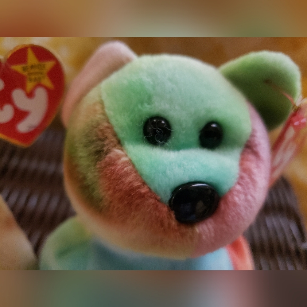 🧸 RARE Ty Beanie Baby PEACE Bears SET (2) - Tie Dye VINTAGE 1996 w/Tags! PEACE! - Picture 2 of 11